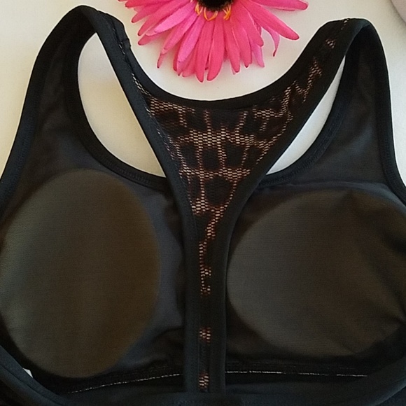 NWT bebe Leopard Mesh T-back Sports Bra - Picture 6 of 6